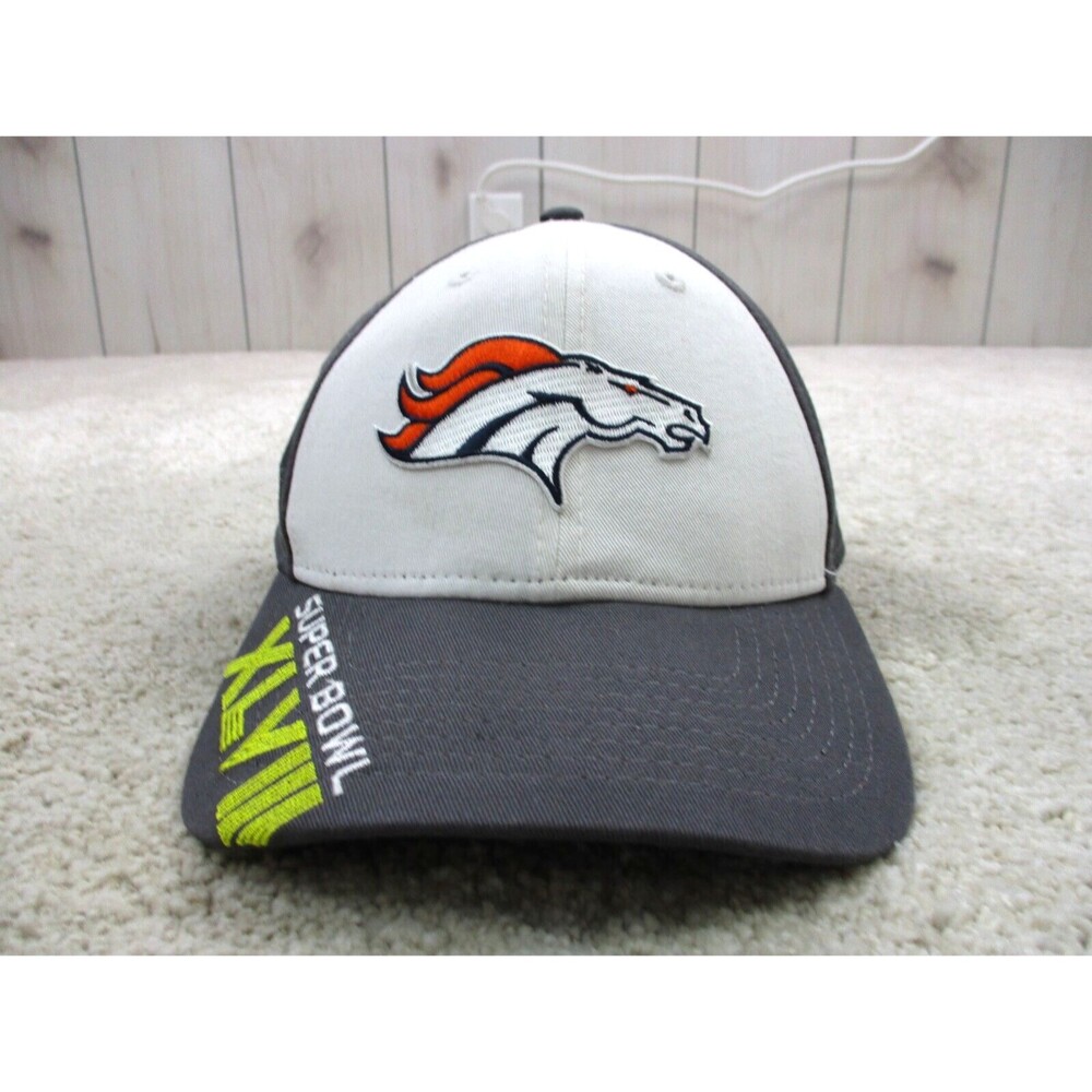 Denver Broncos Hat Cap Strap Back Gray White Super Bowl Football New Era Mens
